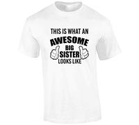 Crown Designs Awesome Big Sister Cool Premium Quality Regular Fit T-Shirt for Men and Teens - White / 5XL