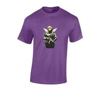 Crown Designs Banksy Police Smile Funny Premium Quality Regular Fit T-Shirt Top for Men and Teens - Purple/Large