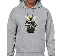 Crown Designs Banksy Police Smile Funny Premium Quality Unisex Hoodies for Men, Women and Teens - Grey/X-Large