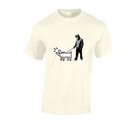 Crown Designs Barking Dog Banksy Funny Premium Quality Regular Fit T-Shirt Top for Men and Teens - Natural/Large