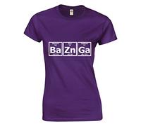 Crown Designs Bazinga Periodic Table Comedy TV Show Inspired Gift for Women & Teenagers Fitted T-Shirts Tops - Purple/XXL - 14/16