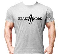 Crown Designs Beast Mode Bodybuilding Weight-Training Sports Tapered Fit Top for Men and Teens - Gym T/Grey/M