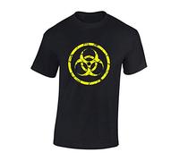 Crown Designs Biohazard Vintage Cool Funky Geek Nerd Premium Quality Regular Fit T-Shirt Top for Men and Teens - Black/L