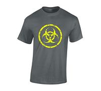 Crown Designs Biohazard Vintage Cool Funky Geek Nerd Premium Quality Regular Fit T-Shirt Top for Men and Teens - Charcoal/M