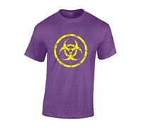Crown Designs Biohazard Vintage Cool Funky Geek Nerd Premium Quality Regular Fit T-Shirt Top for Men and Teens - Purple/L