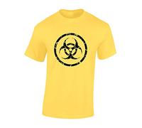 Crown Designs Biohazard Vintage Cool Funky Geek Nerd Premium Quality Regular Fit T-Shirt Top for Men and Teens - Yellow/M