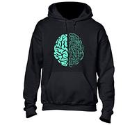 Crown Designs Brain Circuit Cool Funky Geek Nerd Premium Quality Unisex Hoodies for Men, Women and Teens - Black/XL