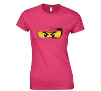 Crown Designs Bricks Eyes Design Family Movie Film Inspired Gift for Women & Teenagers Fitted T-Shirts Tops - Hot Pink/S - 6/8