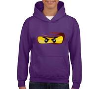 Crown Designs Bricks Eyes Design Family Movie Film Inspired Gift for Young Children Hooded Tops (Purple/Ages 9-11 Years)