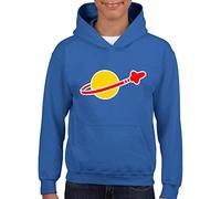 Crown Designs Bricks Spaceman Logo Family Movie Film Inspired Gift for Young Children Hooded Tops (Royal Blue/Ages 9-11 Years)
