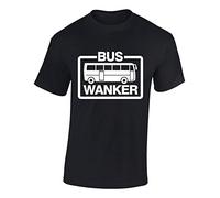 Crown Designs Bus Wanker Funny Rude Humor Gifts for Men T-Shirts Tops - Black/Medium