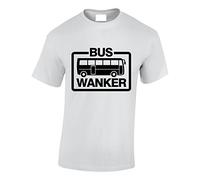 Crown Designs Bus Wanker Funny Rude Humor Gifts for Men T-Shirts Tops - White/Medium