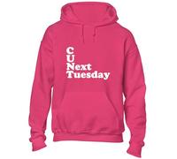 Crown Designs C U Next Tuesday Funny Rude Humor Premium Quality Unisex Hoodies for Men, Women and Teens - Pink/XL