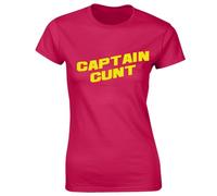 Crown Designs Captain C*nt Funny Rude Joke Design Novelty Gift Dad Top Cool Premium Quality Fitted T-Shirt Top for Women and Teens - Pink / 10-12