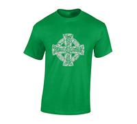 Crown Designs Celtic Cross Vintage Cool Novelty Premium Quality Regular Fit T-Shirt Top for Men and Teens - Green/XL