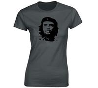 Crown Designs Che Guevara Iconic Image for Women & Teenagers Fitted T-Shirts Tops - Charcoal/L - 10/12