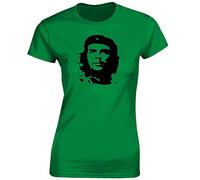 Crown Designs Che Guevara Iconic Image for Women & Teenagers Fitted T-Shirts Tops - Green/L - 10/12