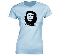 Crown Designs Che Guevara Iconic Image for Women & Teenagers Fitted T-Shirts Tops - Light Blue/L - 10/12