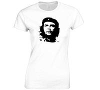 Crown Designs Che Guevara Iconic Image for Women & Teenagers Fitted T-Shirts Tops - White/L - 10/12