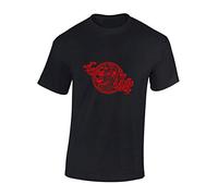 Crown Designs Chinese Dragon Cool Novelty Premium Quality Regular Fit T-Shirt Top for Men and Teens - Black/XL