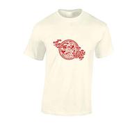 Crown Designs Chinese Dragon Cool Novelty Premium Quality Regular Fit T-Shirt Top for Men and Teens -Natural/XXL