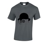 Crown Designs Clockwork Alex Artwork Horror Film Inspired for Men & Teenagers T-Shirts Tops - Charcoal/Small
