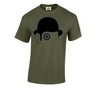 Crown Designs Clockwork Alex Artwork Horror Film Inspired for Men & Teenagers T-Shirts Tops - Military Green/X-Large