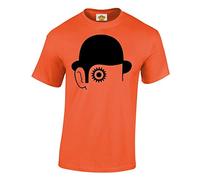 Crown Designs Clockwork Alex Artwork Horror Film Inspired for Men & Teenagers T-Shirts Tops - Orange/Small