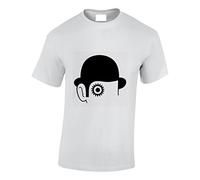 Crown Designs Clockwork Alex Artwork Horror Film Inspired for Men & Teenagers T-Shirts Tops - White/X-Large