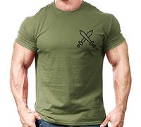 Crown Designs Cross Swords Bodybuilding Weight-Training Sports Tapered Fit Top for Men and Teens - Gym T/Green/M