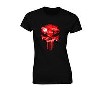 Crown Designs Death Skull Super Hero Movie & Comic Book Fan Premium Quality Fitted T-Shirt Top for Women and Teens - Black / 6-8