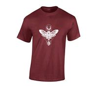 Crown Designs Deathshead Moth Cool Novelty Premium Quality Regular Fit T-Shirt Top for Men and Teens - Maroon/XL