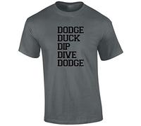 Crown Designs Dodge Duck Comedy Movie Film Inspired Premium Quality Regular Fit T-Shirt Top for Men and Teens - Charcoal/4XL