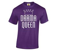 Crown Designs Drama Queen Novelty Gifts for Men & Teenagers T-Shirts Tops - Purple/Small