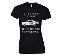 Crown Designs Driver Picks The Music Horror Teen Fiction TV Show Inspired Gift for Women & Teenagers Fitted T-Shirts Tops - Black/L - 10/12