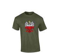 Crown Designs Eagle Poland Flag Cool Novelty Premium Quality Regular Fit T-Shirt Top for Men and Teens - Military Green/X-Large