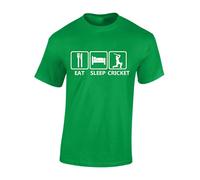 Crown Designs Eat Sleep Cricket Novelty Gifts for Men & Teenagers T-Shirts Tops - Green/XX-Large