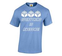 Crown Designs Everything is Awesome Family Movie Film Inspired for Men & Teenagers T-Shirts Tops - Carolina Blue/Large