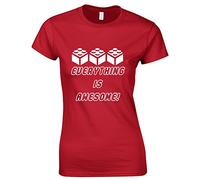 Crown Designs Everything is Awesome Family Movie Film Inspired Gift for Women & Teenagers Fitted T-Shirts Tops - Red/M - 8/10