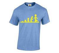 Crown Designs Evolution of Bricks Cool Funky Geek Nerd for Men & Teenagers T-Shirts Tops - Carolina Blue/XX-Large