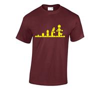 Crown Designs Evolution of Bricks Cool Funky Geek Nerd for Men & Teenagers T-Shirts Tops - Maroon/XX-Large