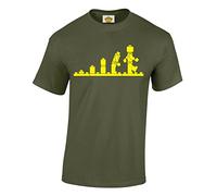 Crown Designs Evolution of Bricks Cool Funky Geek Nerd for Men & Teenagers T-Shirts Tops - Military Green/3XL