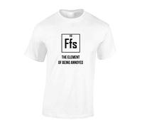 Crown Designs FFS The Element Funny Rude Humor Premium Quality Regular Fit T-Shirt Top for Men and Teens - White/XL