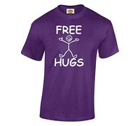 Crown Designs Free Hugs Funny Gift for Men & Teenagers T-Shirts Tops (Purple/3XL)