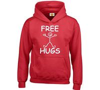 Crown Designs Free Hugs Funny Gift Unisex Hoodies for Men, Women & Teenagers (Red / 3X-Large)