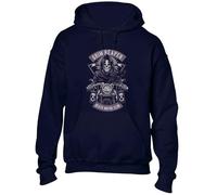 Crown Designs Grim Reaper Motorcycle Car Enthusiast Premium Quality Unisex Hoodies for Men, Women and Teens - Blue / 5XL