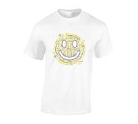 Crown Designs Happy Electronics Funny Premium Quality Regular Fit T-Shirt Top for Men and Teens - White / 3XL