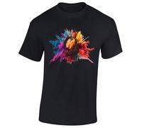 Crown Designs Headphones Paint Splash Music Dj Vinyl Record Acid House Rave Dance Premium Quality Regular Fit T-Shirt Top for Men and Teens - Black/XL