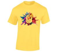 Crown Designs Headphones Paint Splash Music Dj Vinyl Record Acid House Rave Dance Premium Quality Regular Fit T-Shirt Top for Men and Teens - Yellow/M