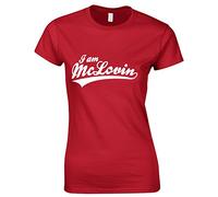 Crown Designs I Am McLovin Comedy Movie Film Inspired Gift for Women & Teenagers Fitted T-Shirts Tops - Red/L - 10/12